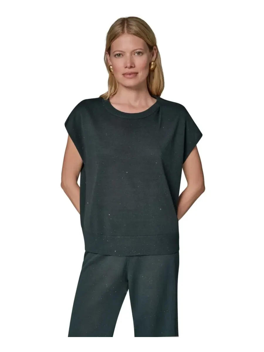 Свитер с круглым вырезом и коротким рукавом Donna Karan New York — изображение 10 из 10, черный