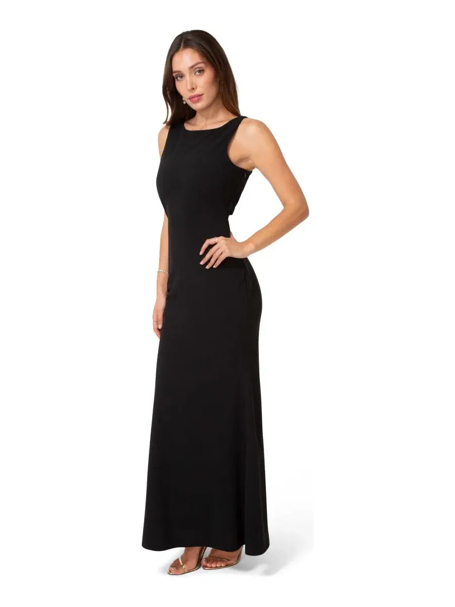 Платье-макси Twist Back Boatneck Bebe — изображение 2 из 4, черный
