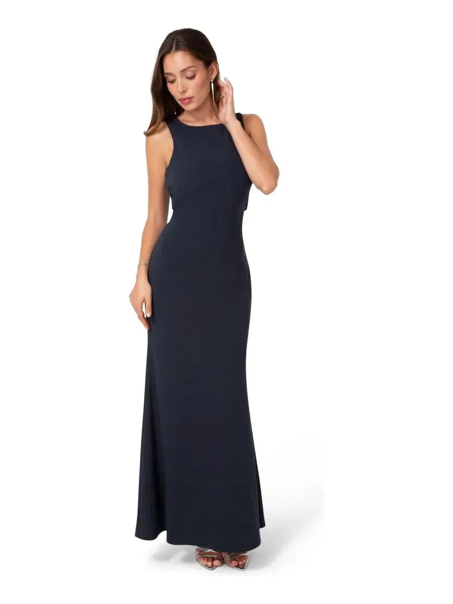 Платье-макси без рукавов Twist Back Boatneck Bebe — изображение 1 из 4, темно-синий