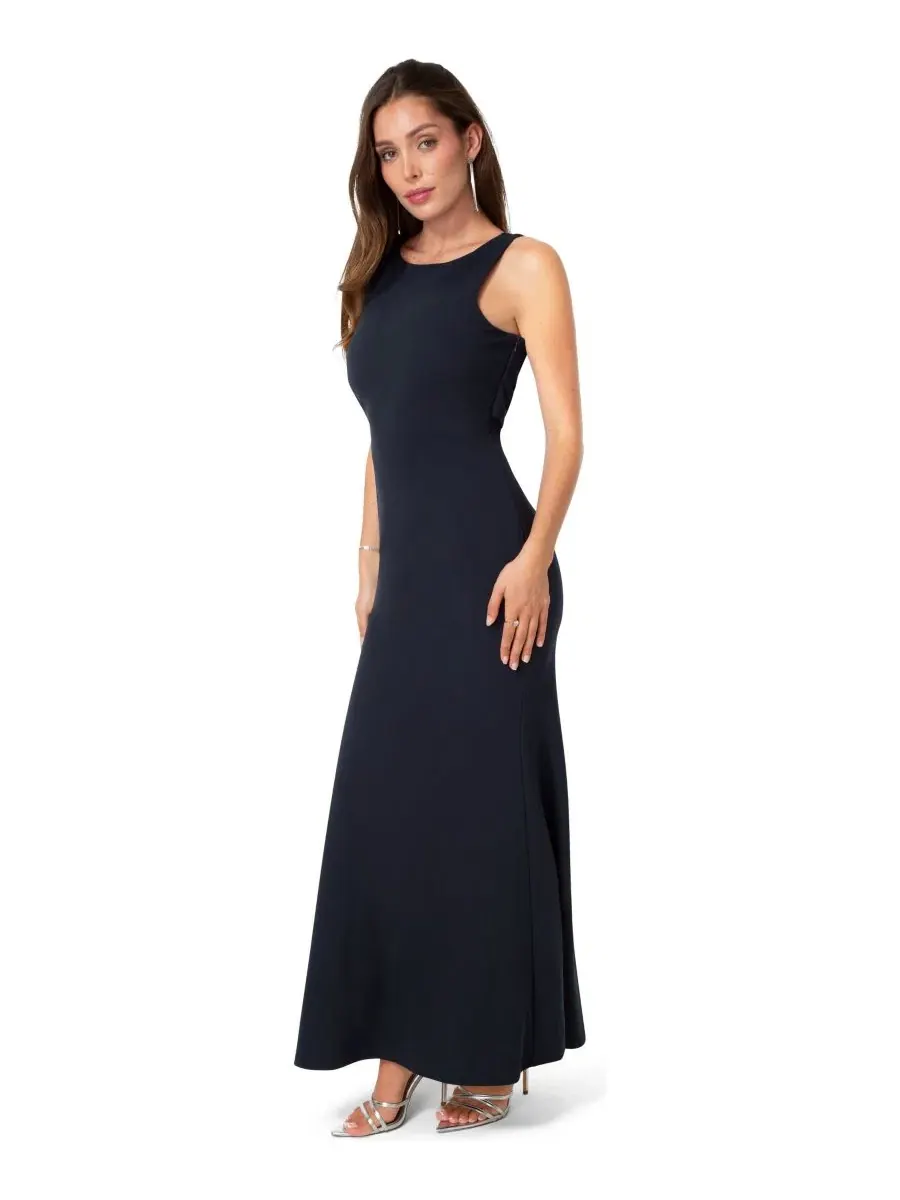 Платье-макси без рукавов Twist Back Boatneck Bebe — изображение 2 из 4, темно-синий