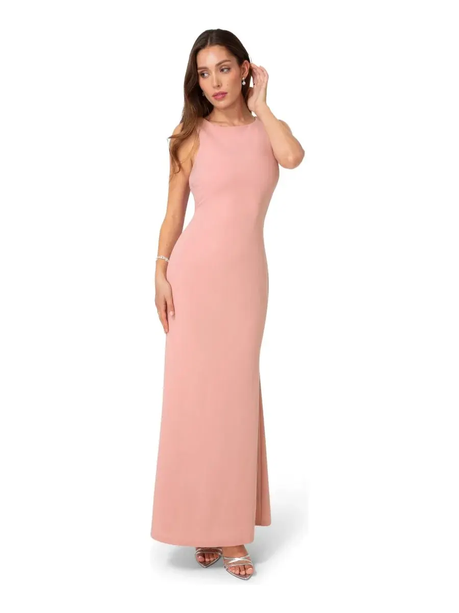 Платье-макси без рукавов Twist Back Boatneck Gown Bebe — изображение 1 из 4, розовый