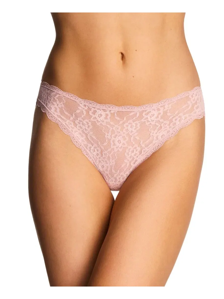 Трусы с высоким вырезом из кружева с цветочным принтом, модель Floral Lace b.tempt'd — изображение 1 из 3, розовый