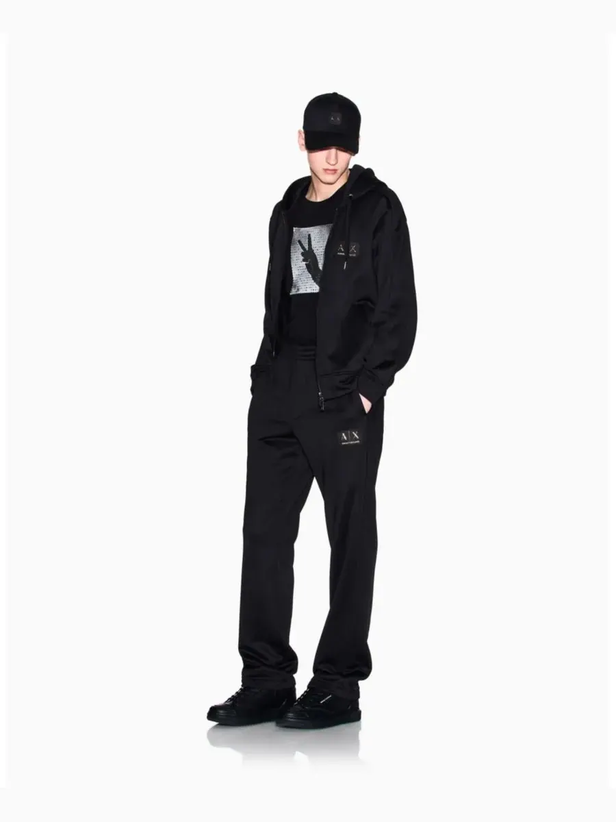 A|X Armani Exchange Мужская флисовая толстовка на молнии — изображение 2 из 3, черный