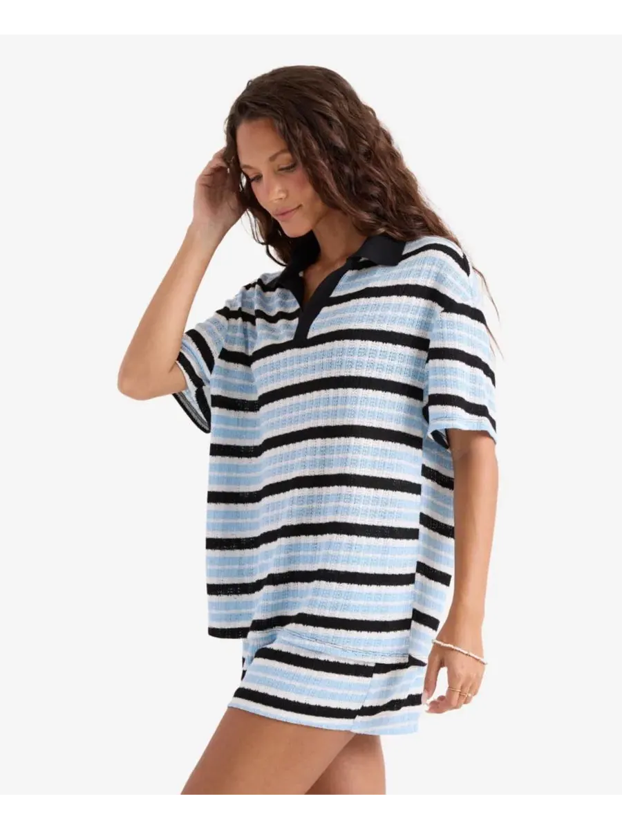 Женские полосатые плавки-шорты для купания Volcom — изображение 7 из 7, синий