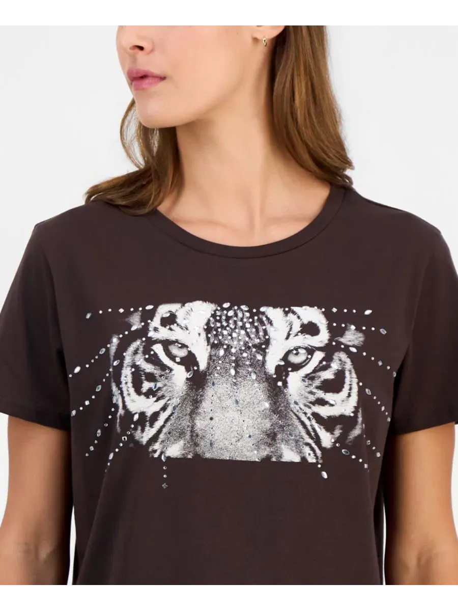 Футболка с графическим принтом Tiger Eyes GUESS — изображение 4 из 4, коричневый