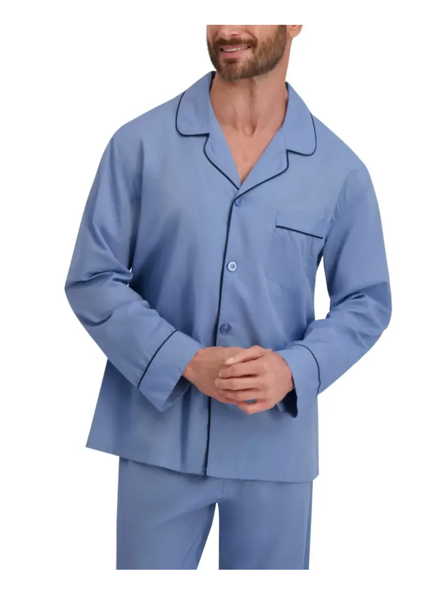 Мужской тканый пижамный комплект на пуговицах Hanes — изображение 2 из 4