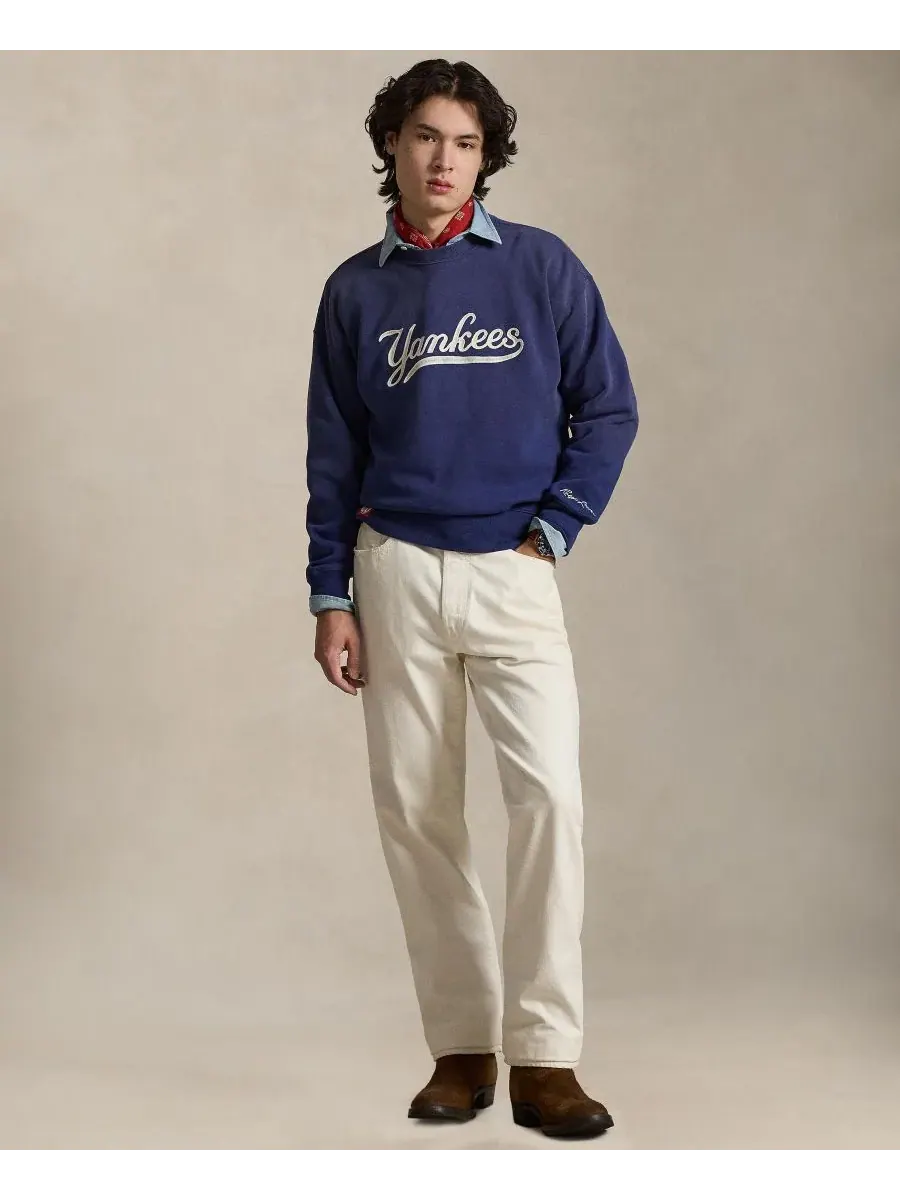 Мужская флисовая толстовка с вышивкой Yankees Polo Ralph Lauren — изображение 2 из 5, голубой