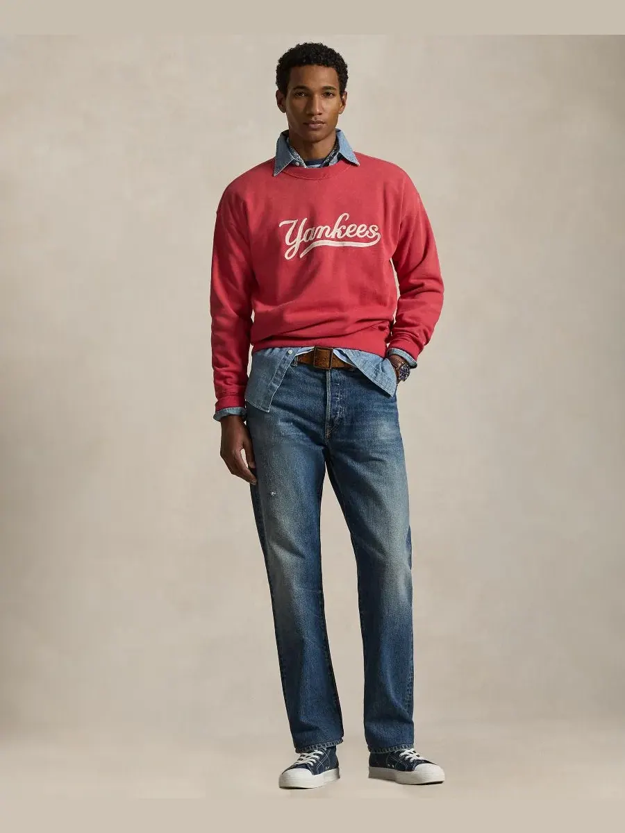 Мужская флисовая толстовка с вышивкой Yankees Polo Ralph Lauren — изображение 2 из 6, красный