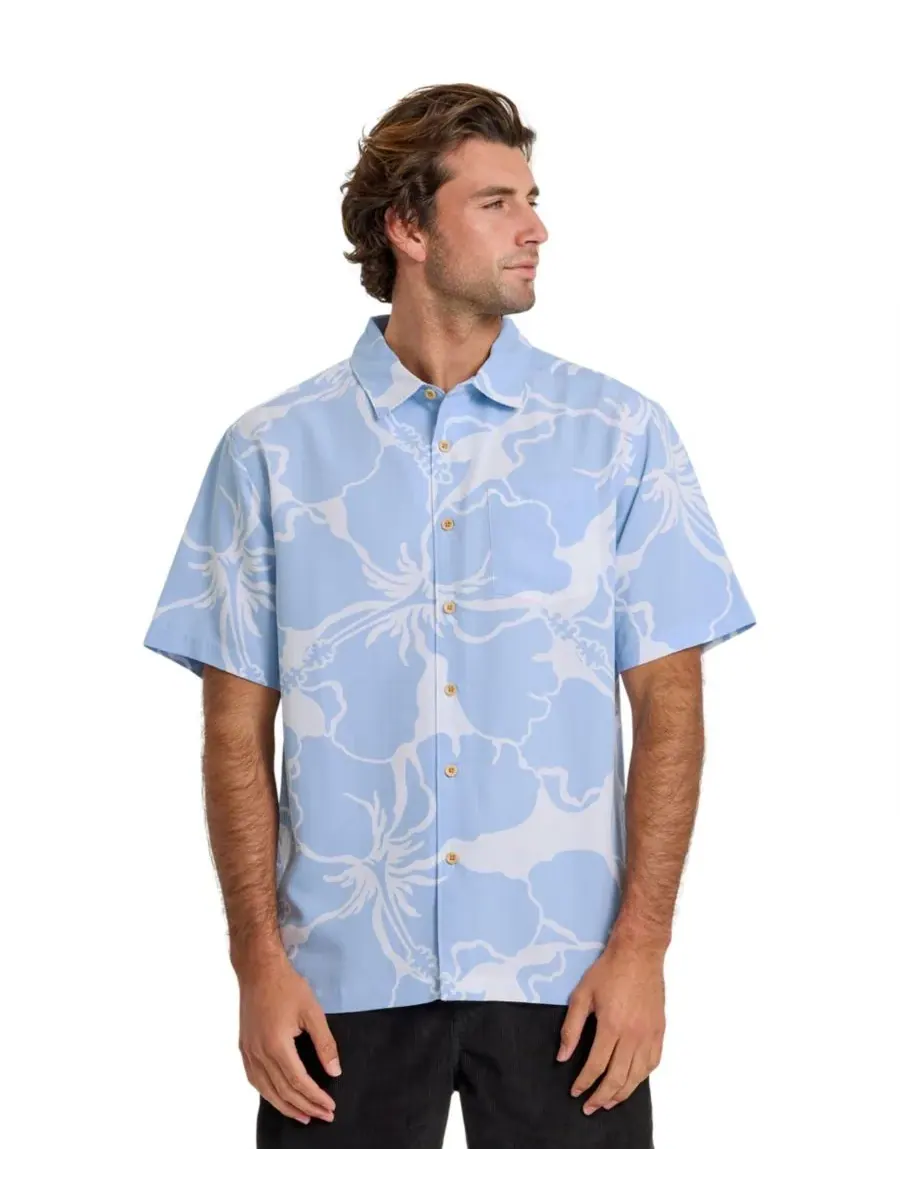 Quiksilver Waterman Мужская рубашка с коротким рукавом Quiksilver Bay Breeze — голубой