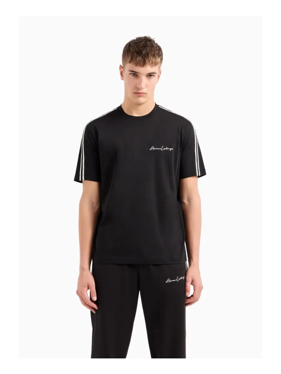 Мужская футболка с фирменным логотипом A|X Armani Exchange — изображение 1 из 4, черный