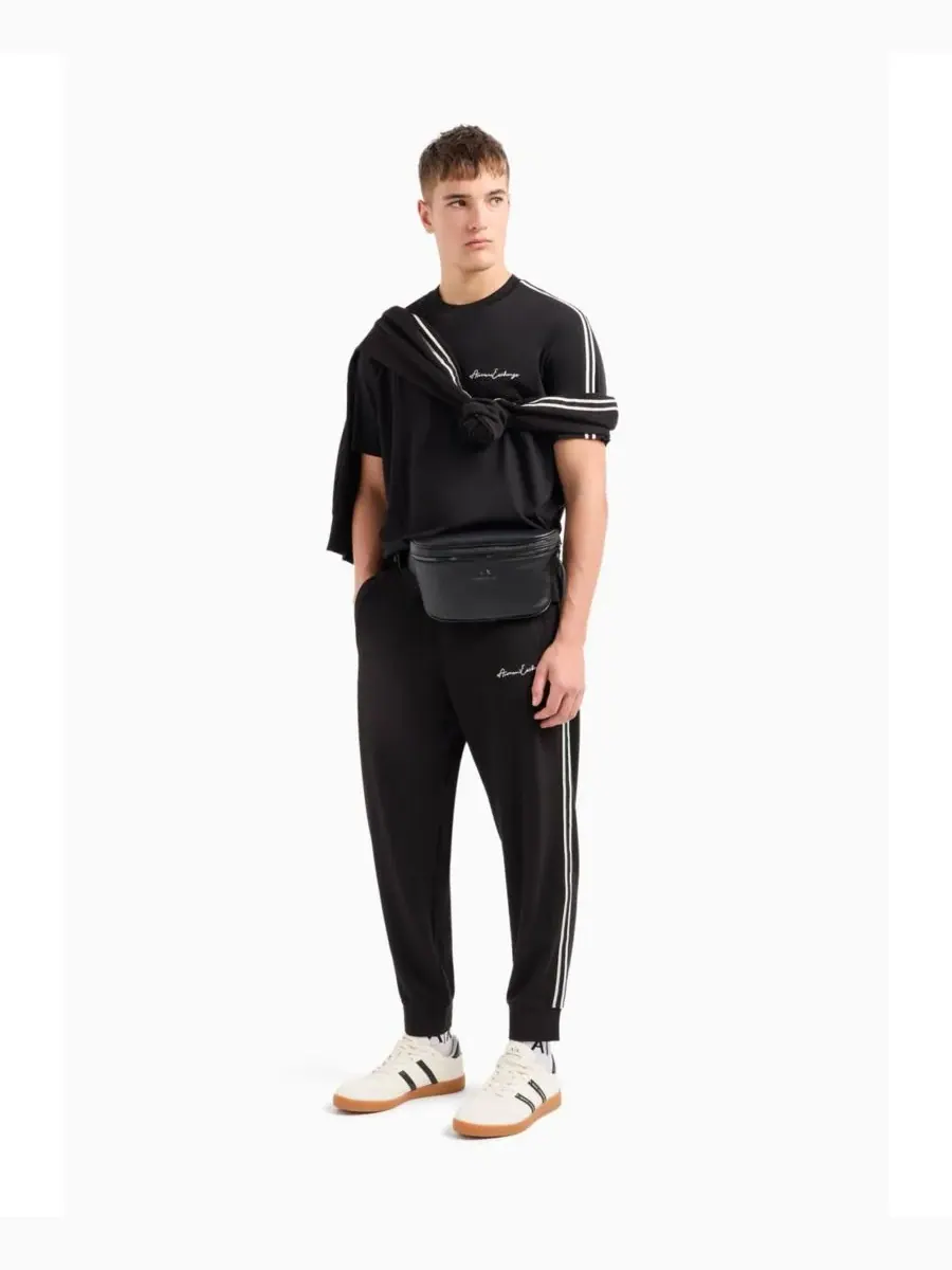 Мужская футболка с фирменным логотипом A|X Armani Exchange — изображение 3 из 4, черный