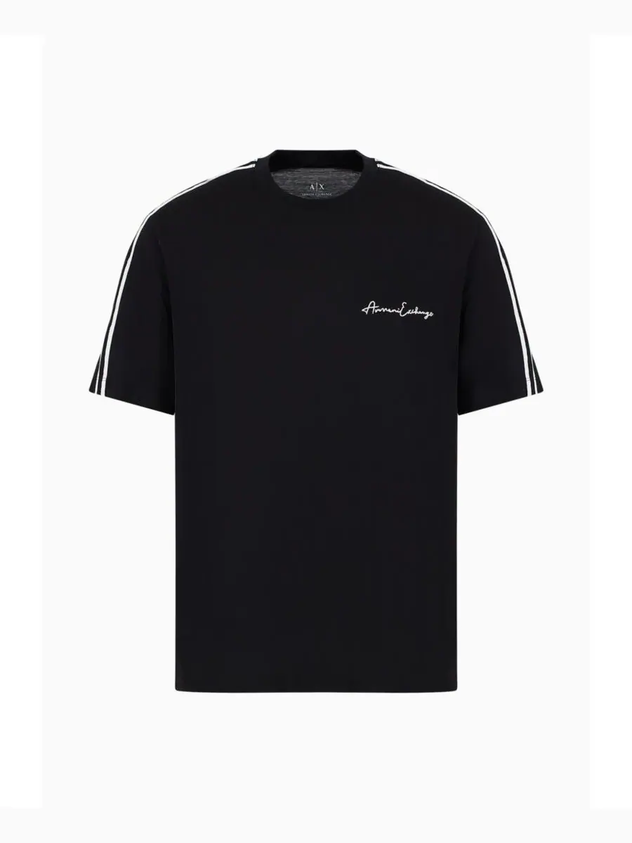 Мужская футболка с фирменным логотипом A|X Armani Exchange — изображение 4 из 4, черный