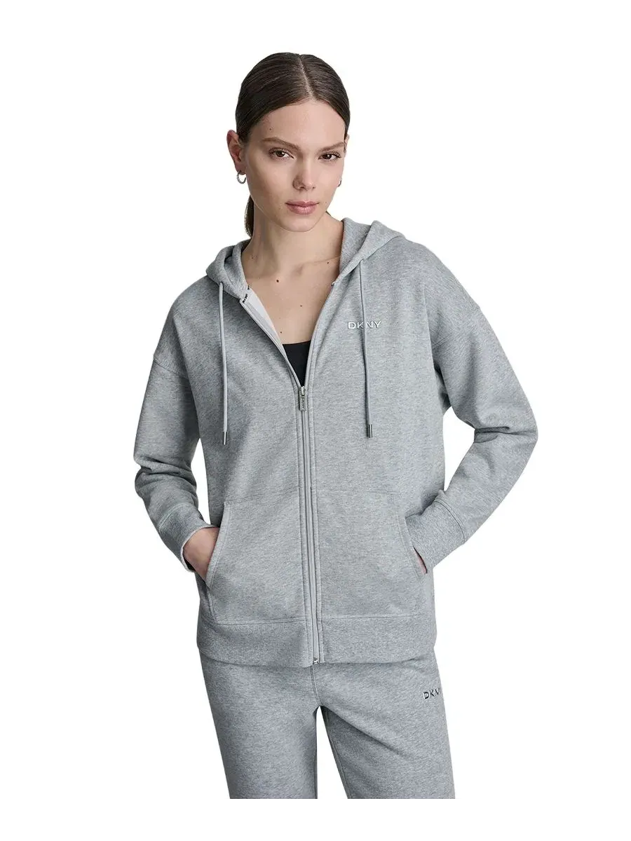 Женская толстовка на молнии с металлическим логотипом в виде пузырьков DKNY Sport