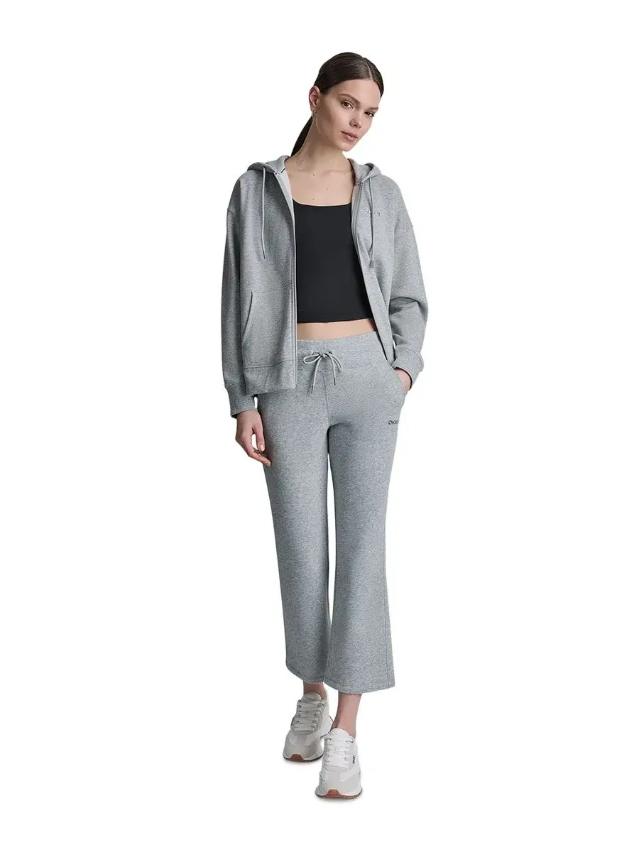 Женская толстовка на молнии с металлическим логотипом в виде пузырьков DKNY Sport — изображение 2 из 6, серый