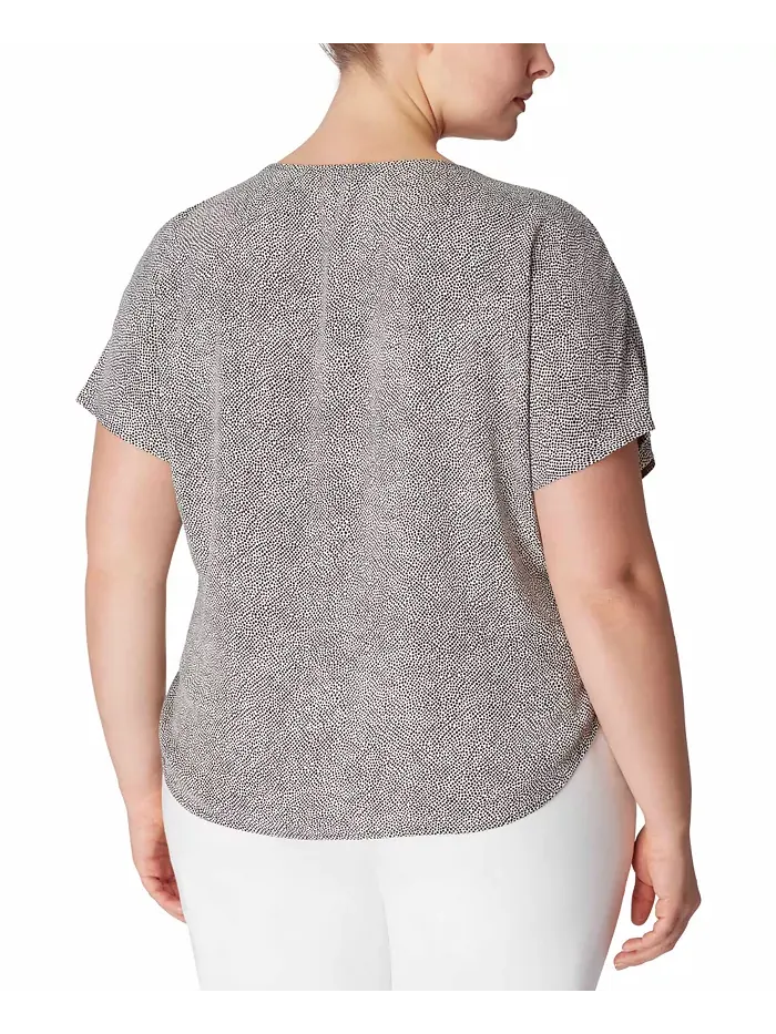 Блузка с коротким рукавом и принтом, с вырезом лодочка, plus size Anne Klein — изображение 2 из 3, черный/белый
