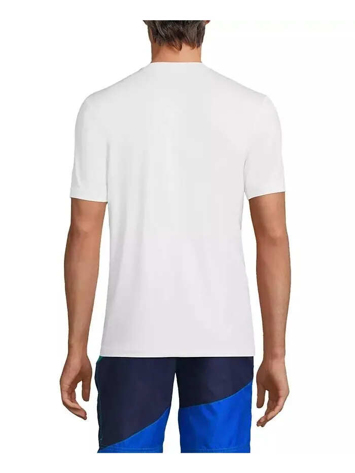 Мужская футболка для плавания с коротким рукавом UPF 50 Rash Guard Lands' End — изображение 2 из 3, белый