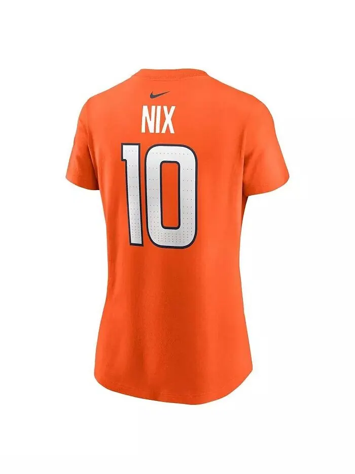 Женская футболка Bo Nix Orange Denver Broncos драфта НФЛ 2024 года, выбранная в первом раунде, имя — изображение 2 из 3