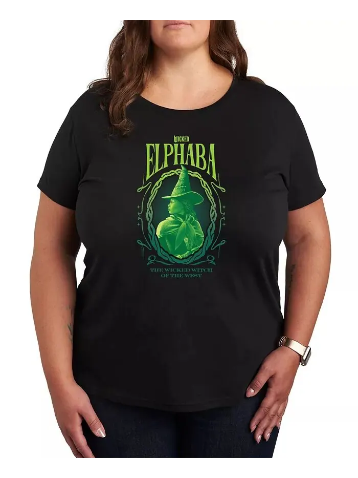 Футболка с круглым вырезом и принтом Wicked Elphaba большого размера Hybrid Apparel — изображение 1 из 3, черный