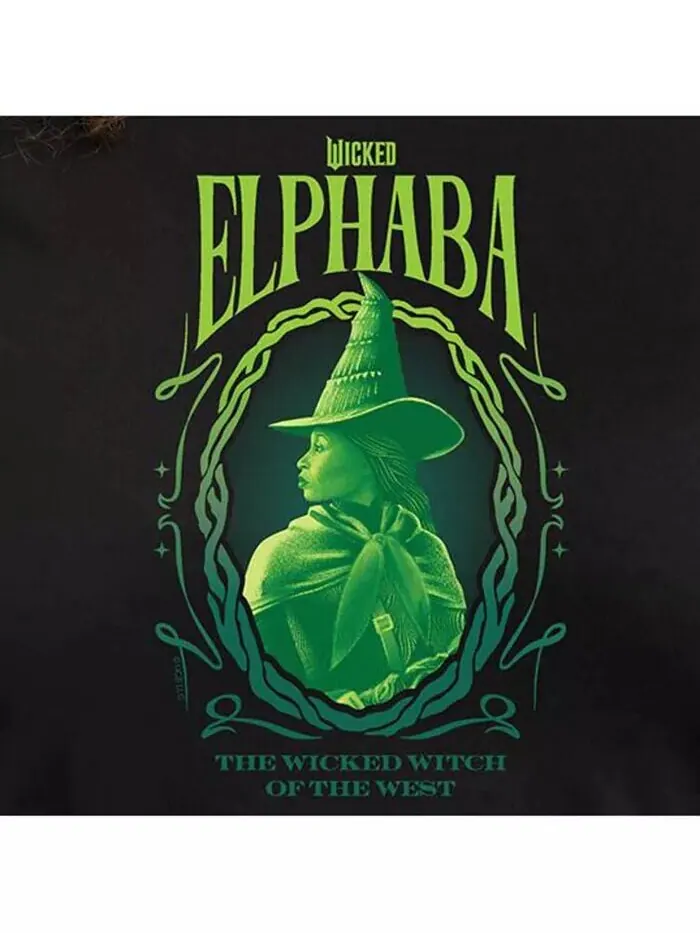 Футболка с круглым вырезом и принтом Wicked Elphaba большого размера Hybrid Apparel — изображение 2 из 3, черный