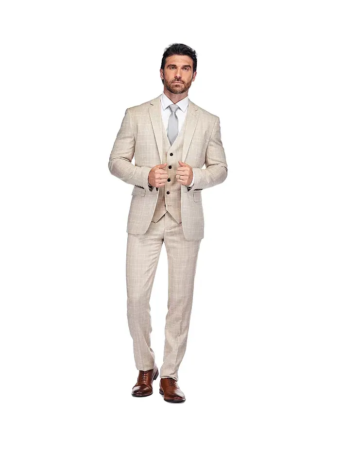 Мужской костюм Slim Fit 3PC в клетку Gino Vitale