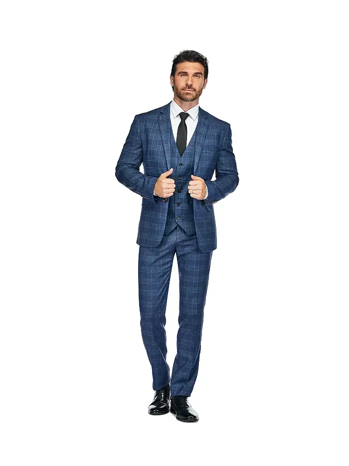 Мужской костюм Slim Fit 3PC в клетку Gino Vitale