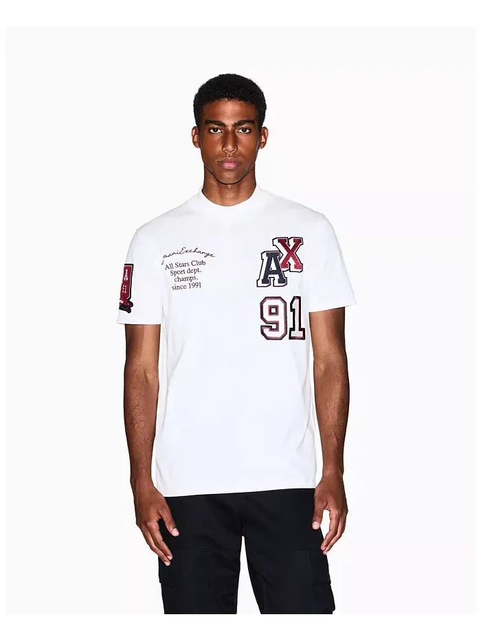 Мужская футболка с мульти-логотипами A|X Armani Exchange — изображение 1 из 5, бежевый/бежевый