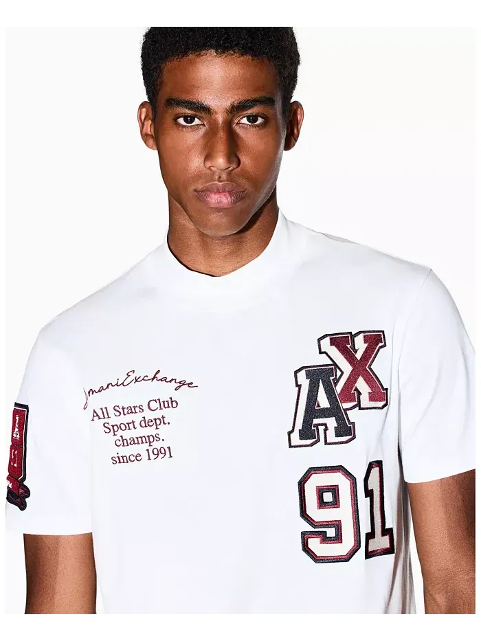 Мужская футболка с мульти-логотипами A|X Armani Exchange — изображение 4 из 5, бежевый/бежевый