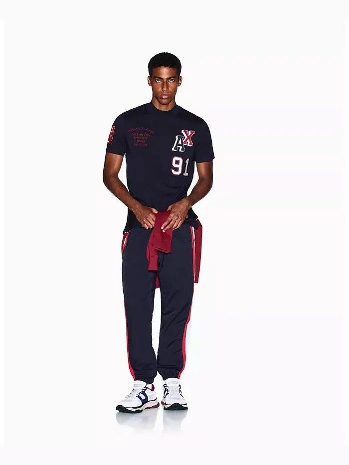 Мужская футболка с мульти-логотипами A|X Armani Exchange — изображение 3 из 5, синий