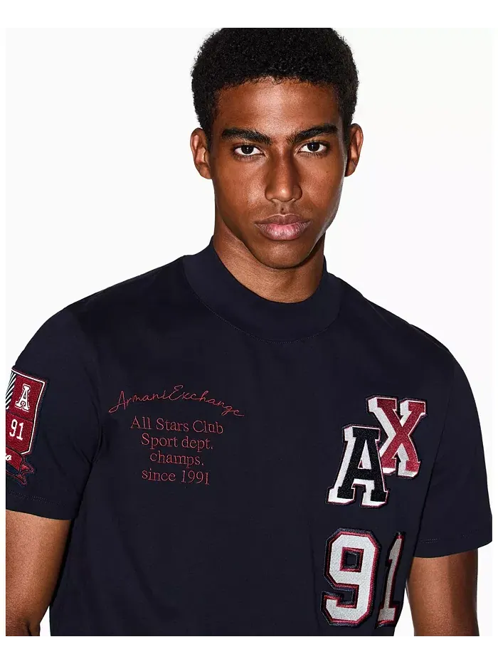 Мужская футболка с мульти-логотипами A|X Armani Exchange — изображение 4 из 5, синий