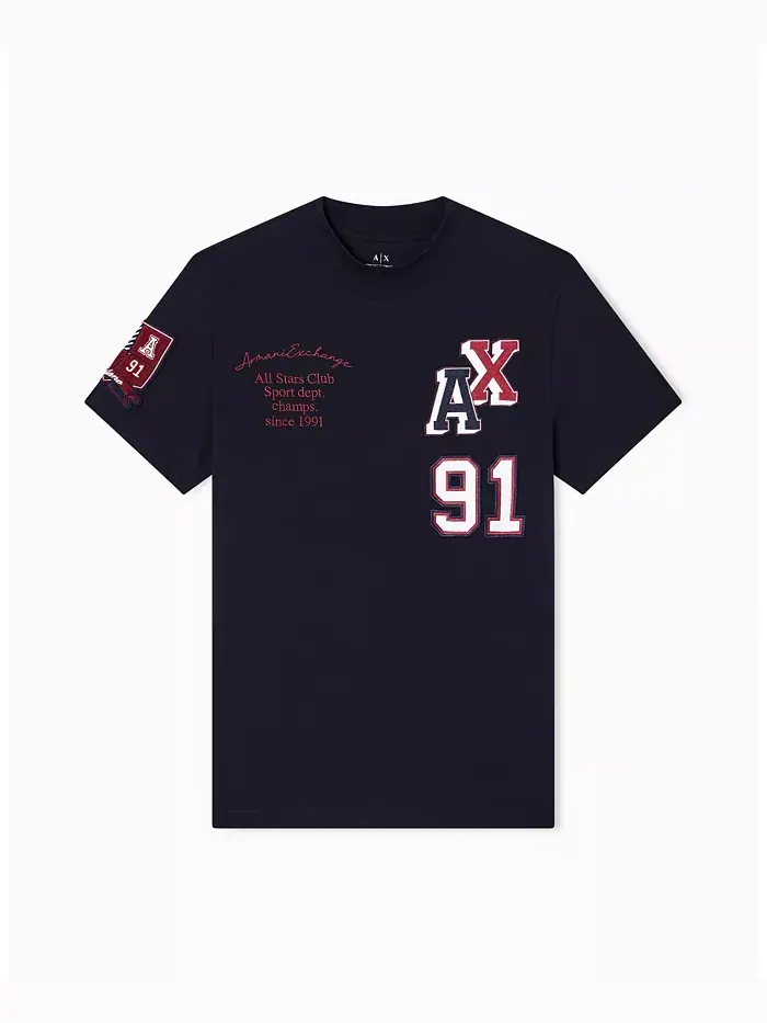Мужская футболка с мульти-логотипами A|X Armani Exchange — изображение 5 из 5, синий