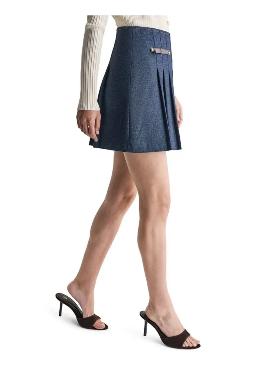 Юбка мини-трапеция в складку BCBG — изображение 3 из 7, синий