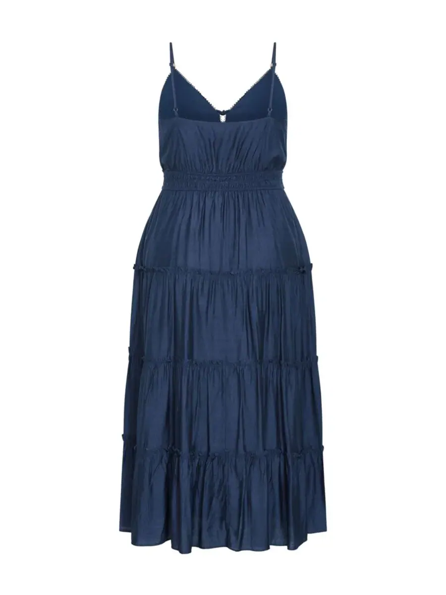 Платье-макси с кружевной отделкой Aiza Tier Maxi Dress CITY CHIC — изображение 4 из 5, синий
