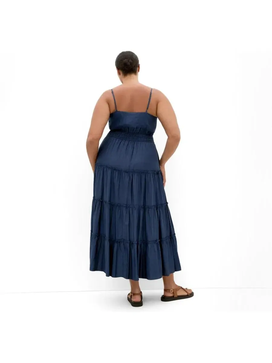 Платье-макси с кружевной отделкой Aiza Tier Maxi Dress CITY CHIC — изображение 5 из 5, синий
