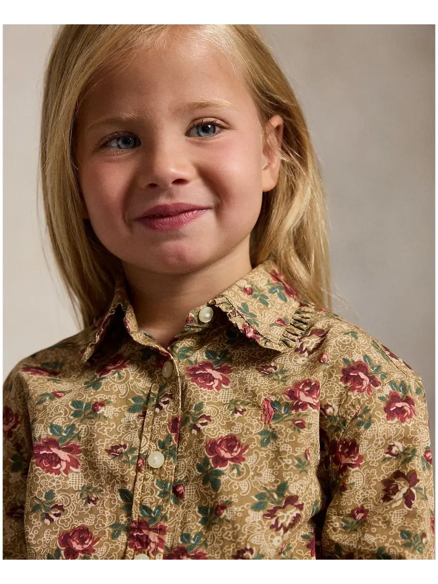 Платье-рубашка из хлопкового поплина с принтом Polo Ralph Lauren — изображение 3 из 6, розовый