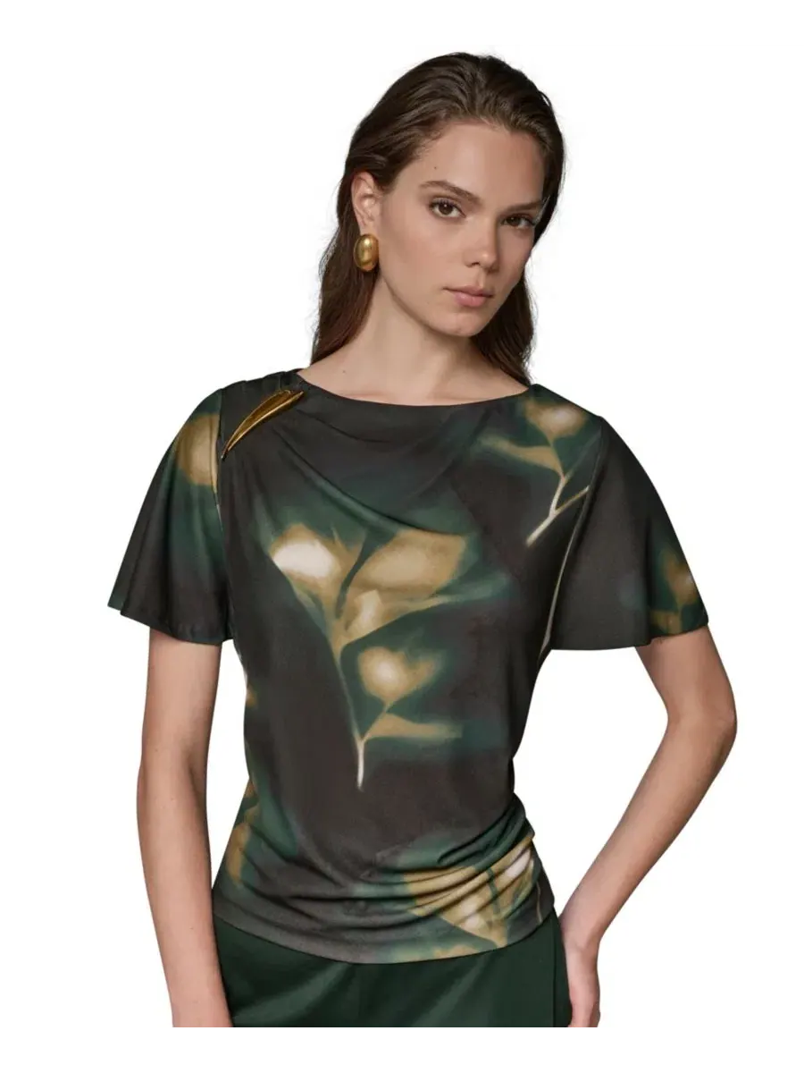Женский топ с принтом и горловиной-лодочкой Donna Karan New York