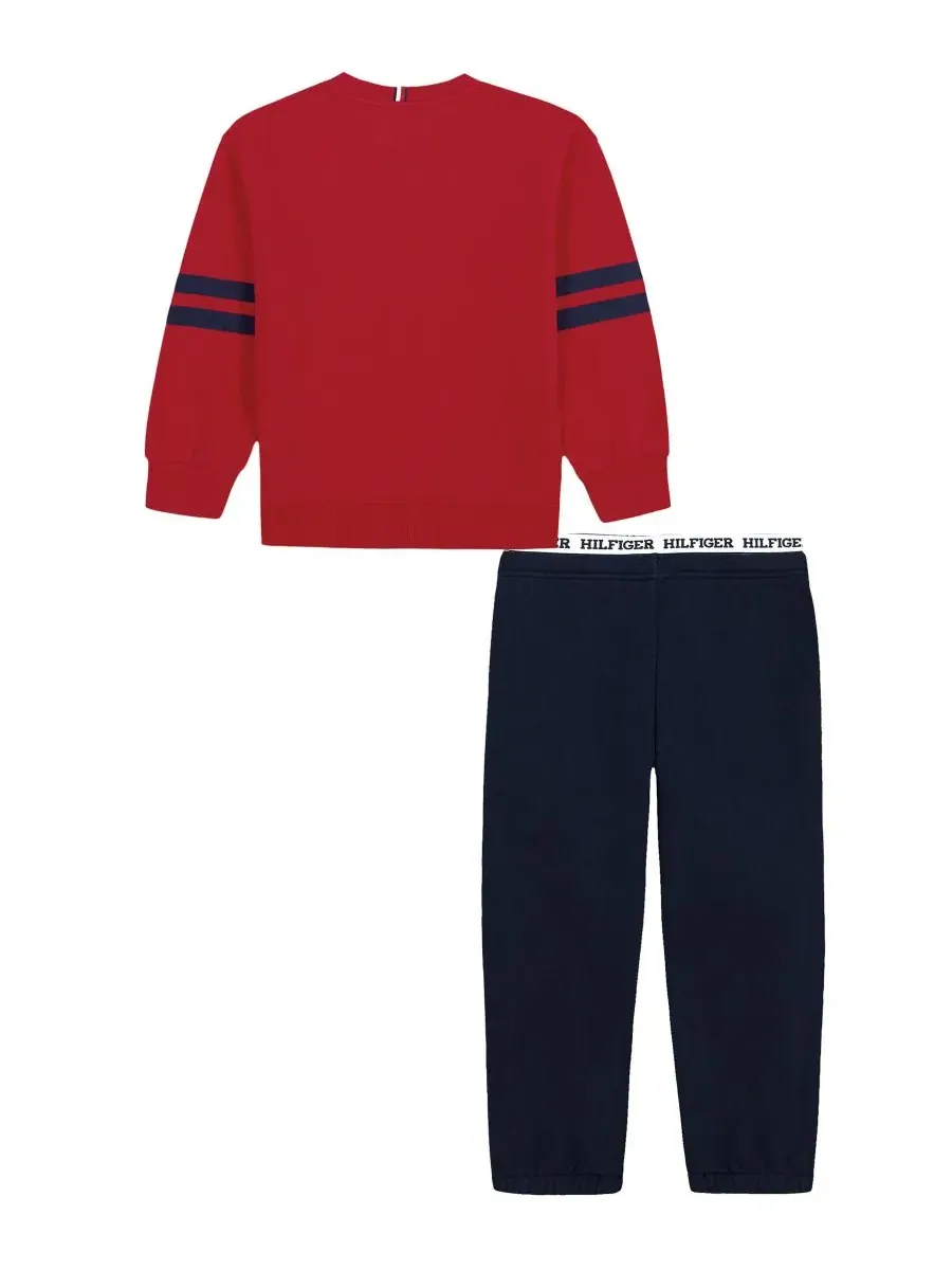 Комплект из свитшота и джоггеров с логотипом Tommy Hilfiger — изображение 2 из 5, красный/темно-синий