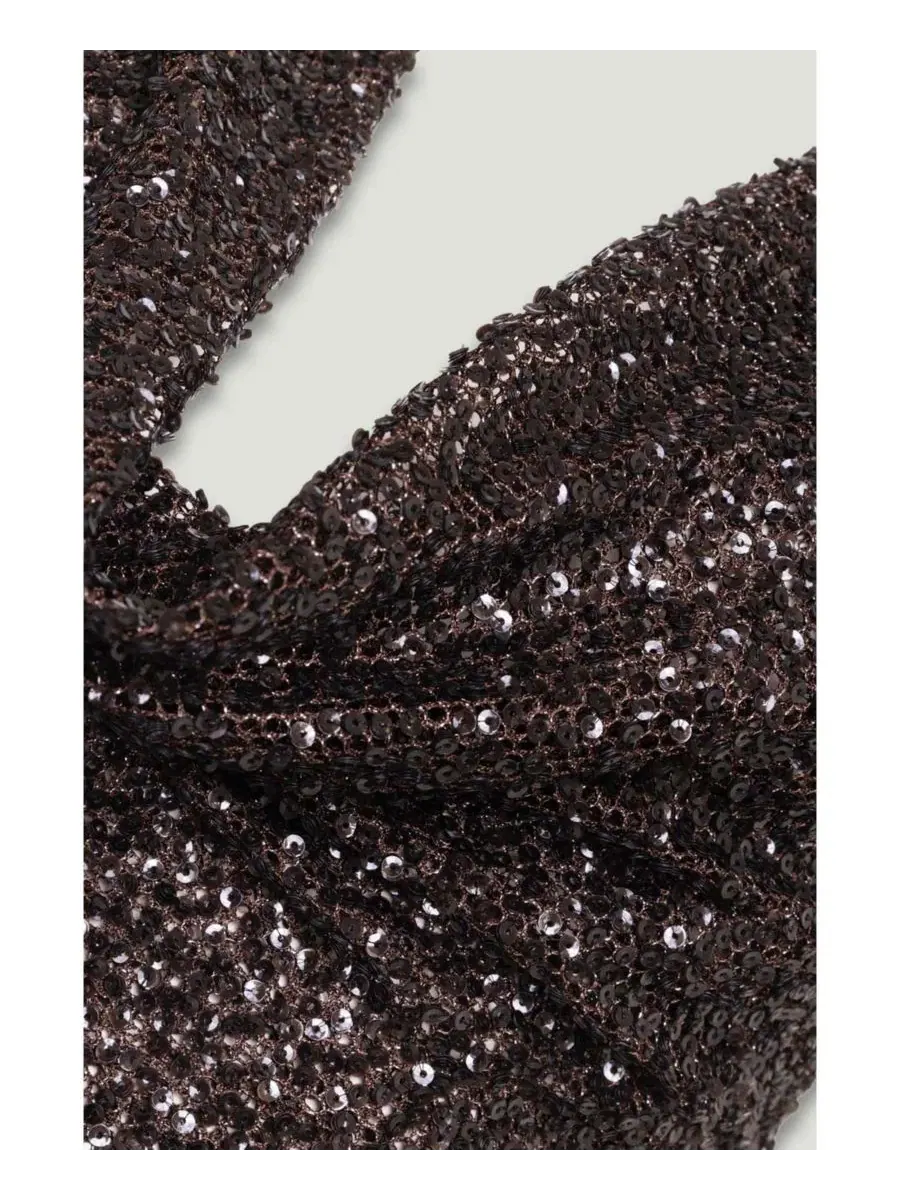 Платье макси без рукавов с пайетками Off-Shoulder NOCTURNE — изображение 8 из 8, коричневый