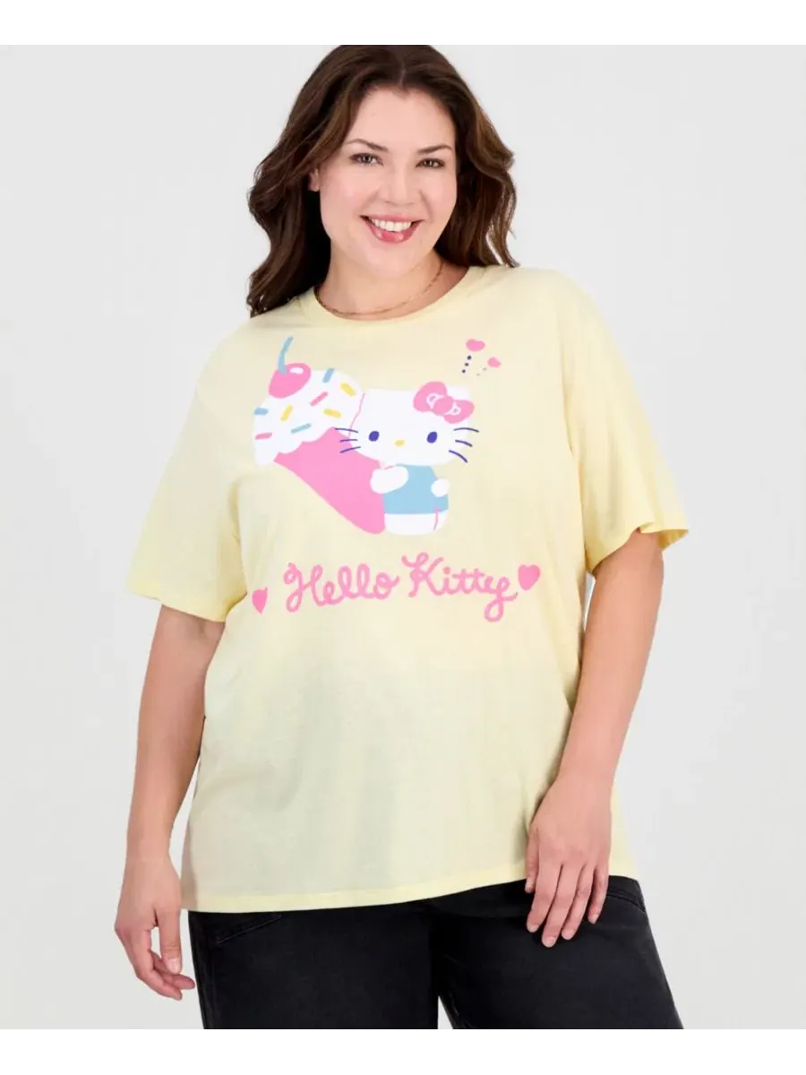 Футболка с коротким рукавом и круглым вырезом Hello Kitty Ice Cream Retro Love Tribe — желтый