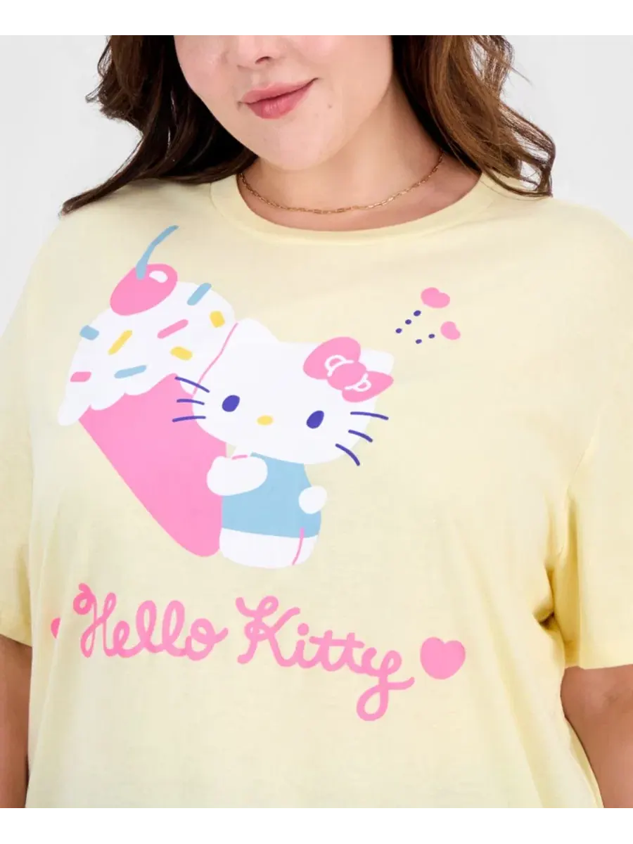 Футболка с коротким рукавом и круглым вырезом Hello Kitty Ice Cream Retro Love Tribe — изображение 3 из 4, желтый