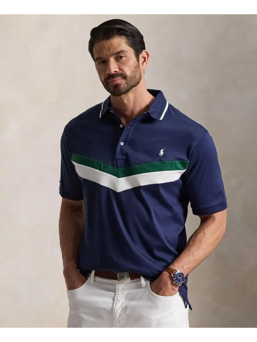 Мужская футболка-поло с коротким рукавом, классический крой, хлопок Polo Ralph Lauren — изображение 1 из 5, темно-синий
