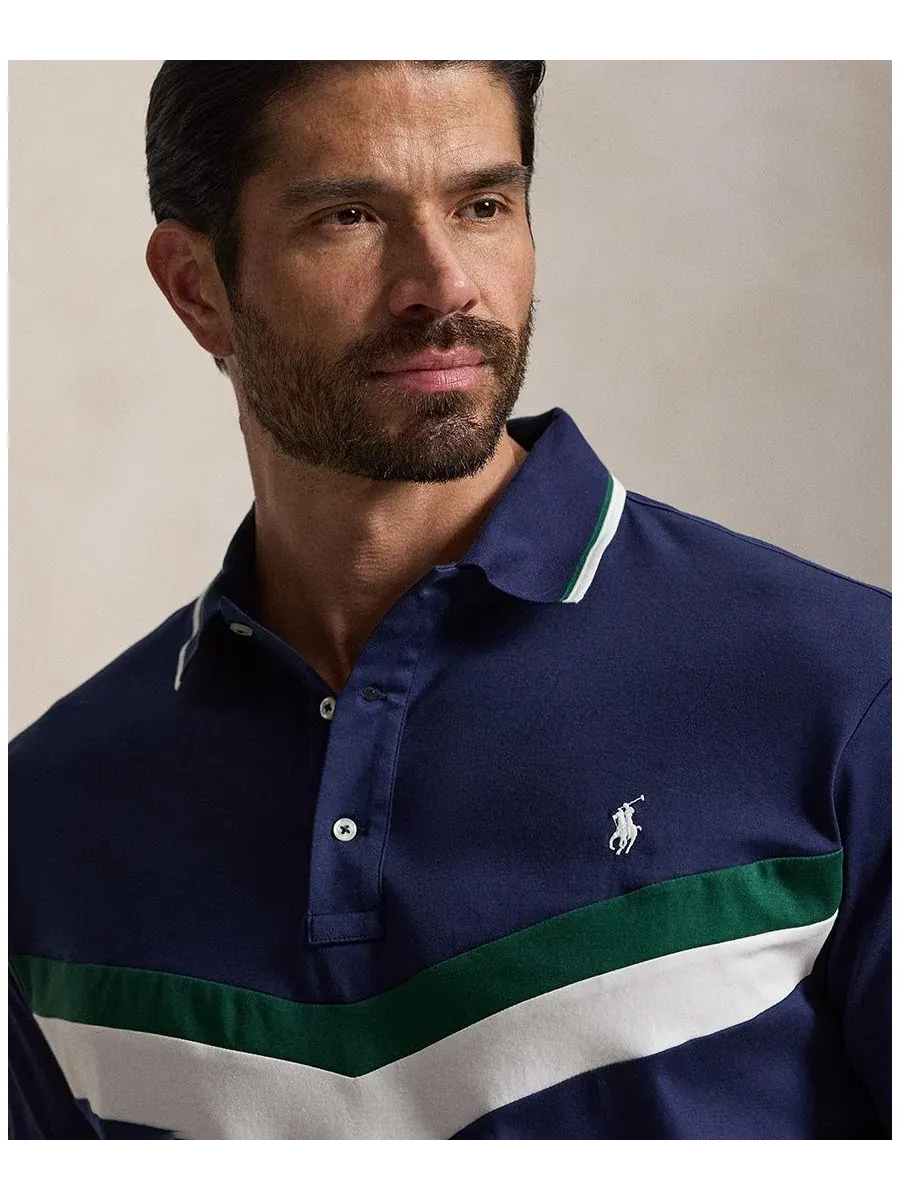 Мужская футболка-поло с коротким рукавом, классический крой, хлопок Polo Ralph Lauren — изображение 3 из 5, темно-синий