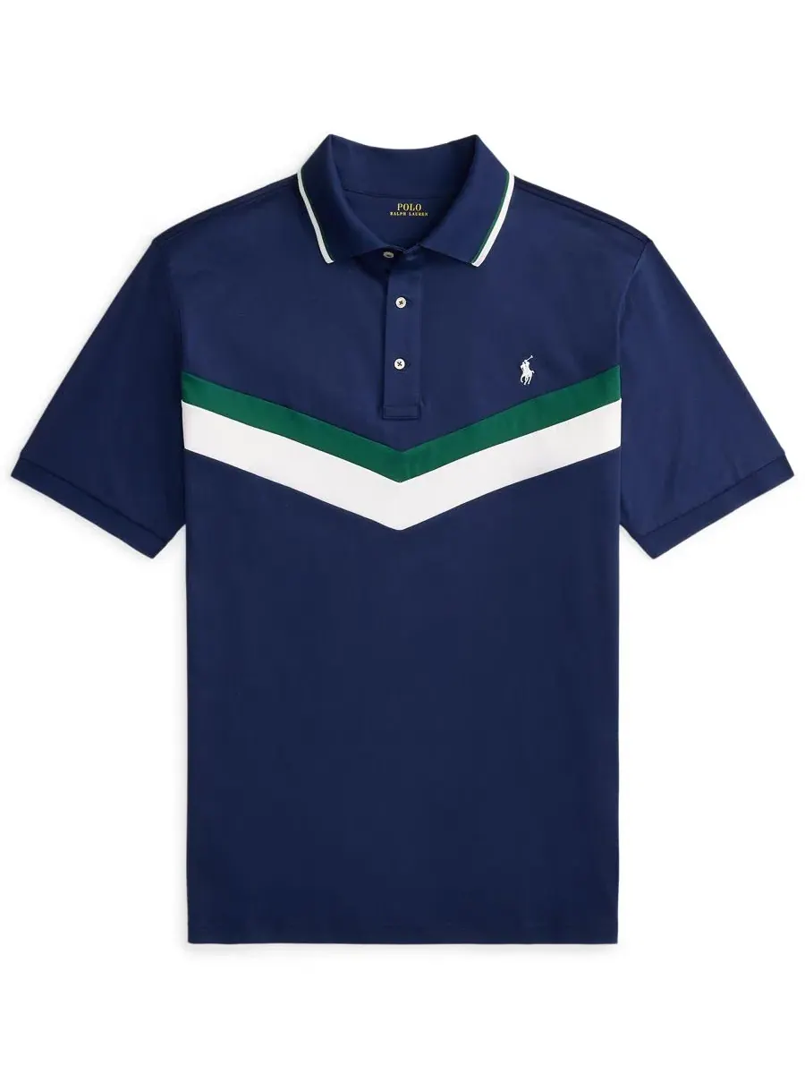 Мужская футболка-поло с коротким рукавом, классический крой, хлопок Polo Ralph Lauren — изображение 5 из 5, темно-синий