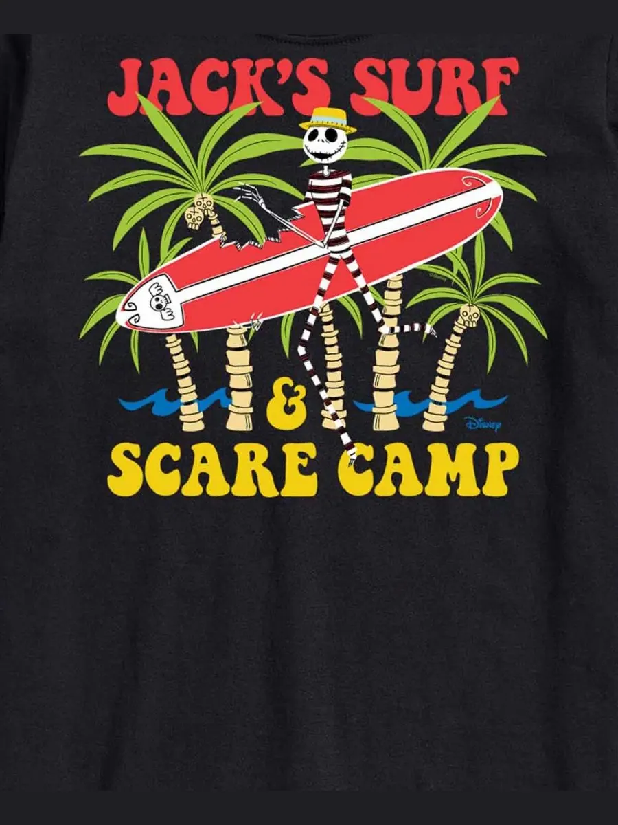 Футболка с принтом The Nightmare Before Christmas Surf Scare Camp AIRWAVES — изображение 3 из 3, черный