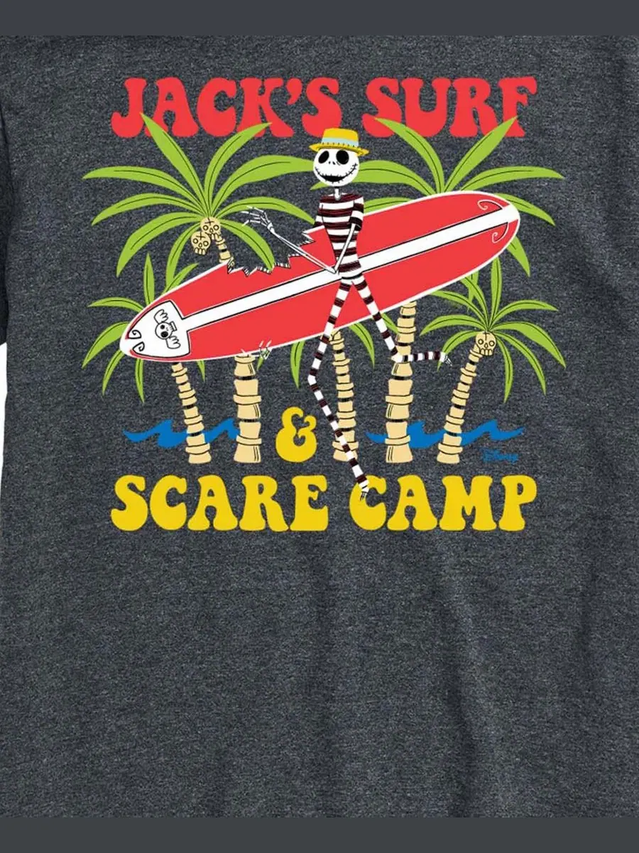 Футболка с принтом The Nightmare Before Christmas Surf Scare Camp AIRWAVES — изображение 3 из 3, темно-серый