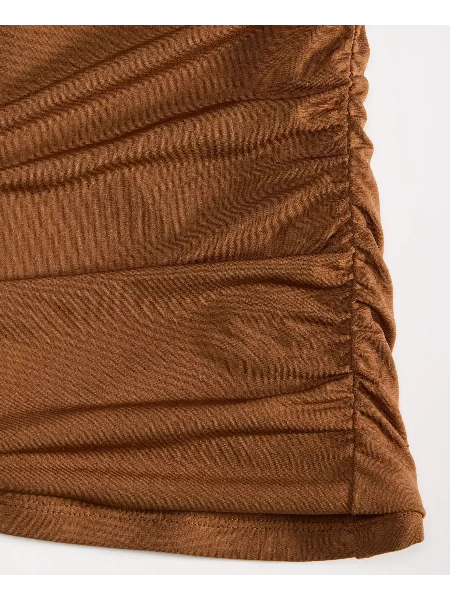 Топ без рукавов с драпировкой, модель Ruched Boatneck I.N.C. International Concepts — изображение 3 из 4, коричневый