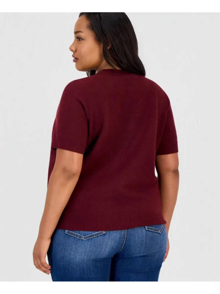 Свитер-футболка Plus Size с коротким рукавом, Dark Rust On 34th — изображение 2 из 3, темно-ржавчина