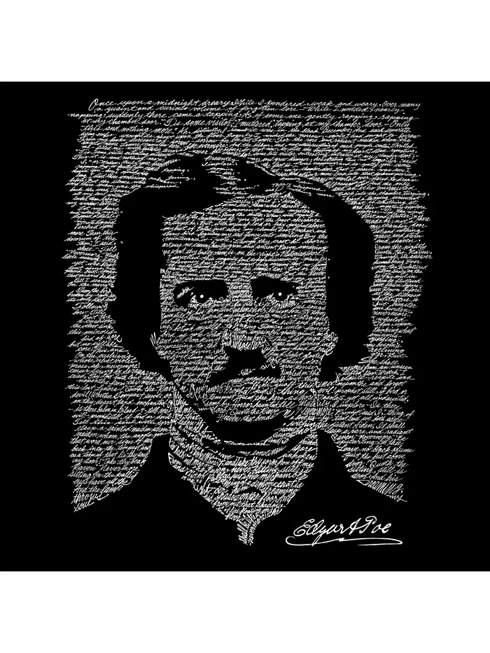 Мужская худи с принтом - Edgar Allen Poe - The Raven LA Pop Art — изображение 2 из 2, темный серый