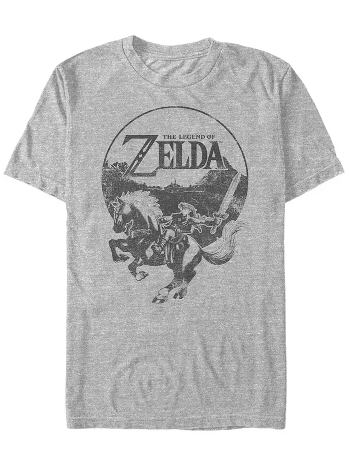 Футболка с коротким рукавом Nintendo Men's Legend of Zelda Rider Logo Fifth Sun — изображение 1 из 1, серый