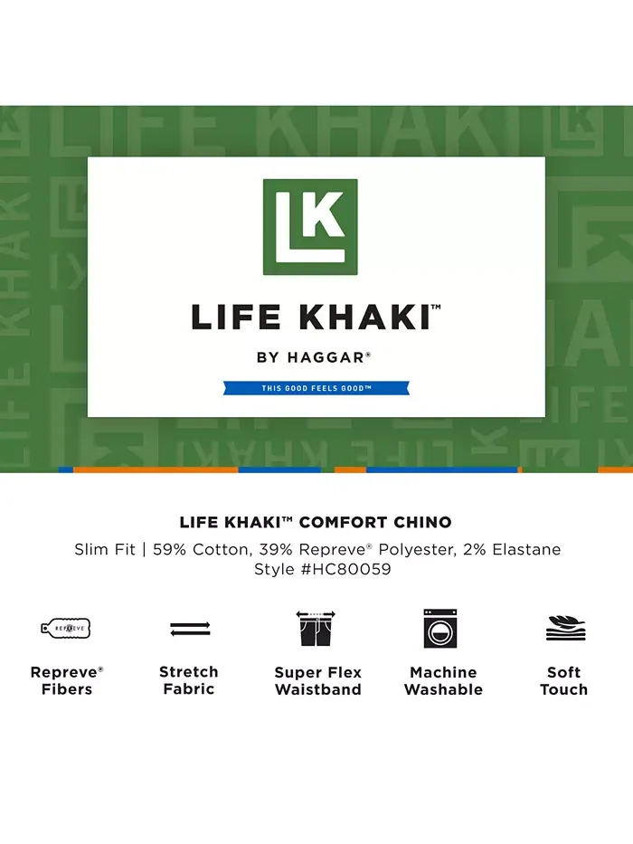 Мужские прямые брюки Life Khaki Comfort Haggar — изображение 7 из 7, темный темно-синий