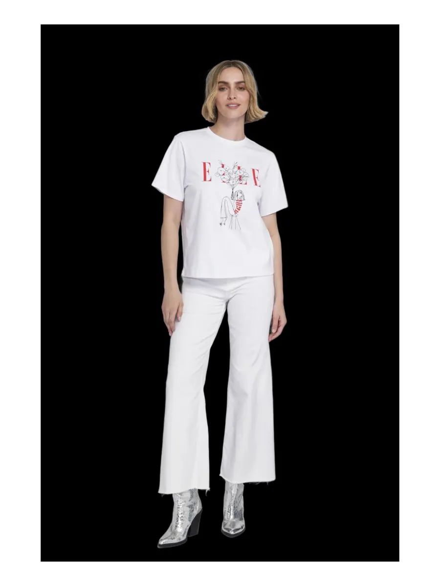 Женская футболка с цветочным принтом ELLE Collection — изображение 3 из 3, нет цвета